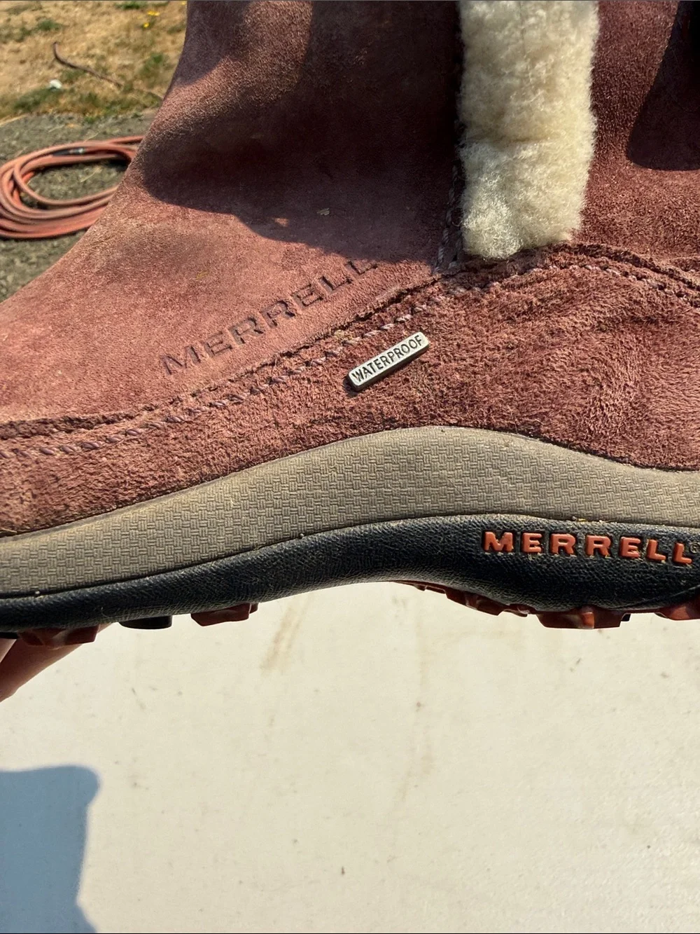 Merrell Women's Brown Suede Shearling-Trim Winter Pull-On Boots